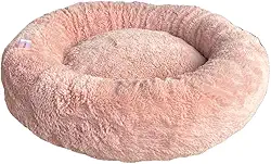 Cama Nuvem Pelucia Pet Com Ziper Tamanho G 70X70 Caminha Redonda Pet Para Cachorros e Gatos Com Ziper Nas Bordas e Fundo, Confortável Antiderrapante e Ergonômica Extra Macio (ROSE)