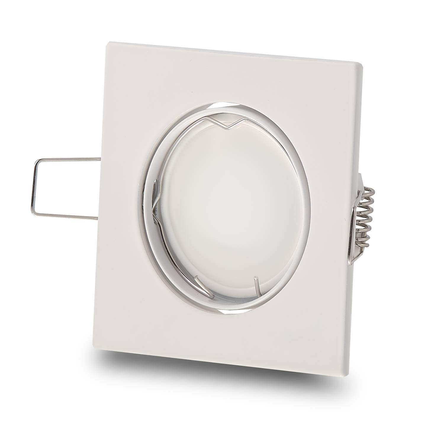 10x Foco empotrable LED blanco cuadrado 5 vatios blanco neutral 230V plano - Foco empotrable GU10 giratorio - Instalación de 75mm de agujero de perforación - techos de focos - focos
