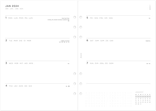 Miniatura 4 de Filofax Norfolk - Organizador tamaño A5, almendra, piel suave de grano completo, seis anillos, con calendario semanal para ver cada semana,