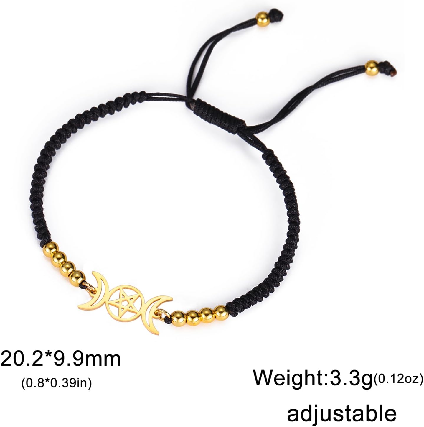 VASSAGO Triple Moon Goddess Bracelet for Women Men Wicca Pentagram Amulet Handmade Braided Moon Pentacle Bracelet Rope String Bracelet Pagan Jewelry - Image 6