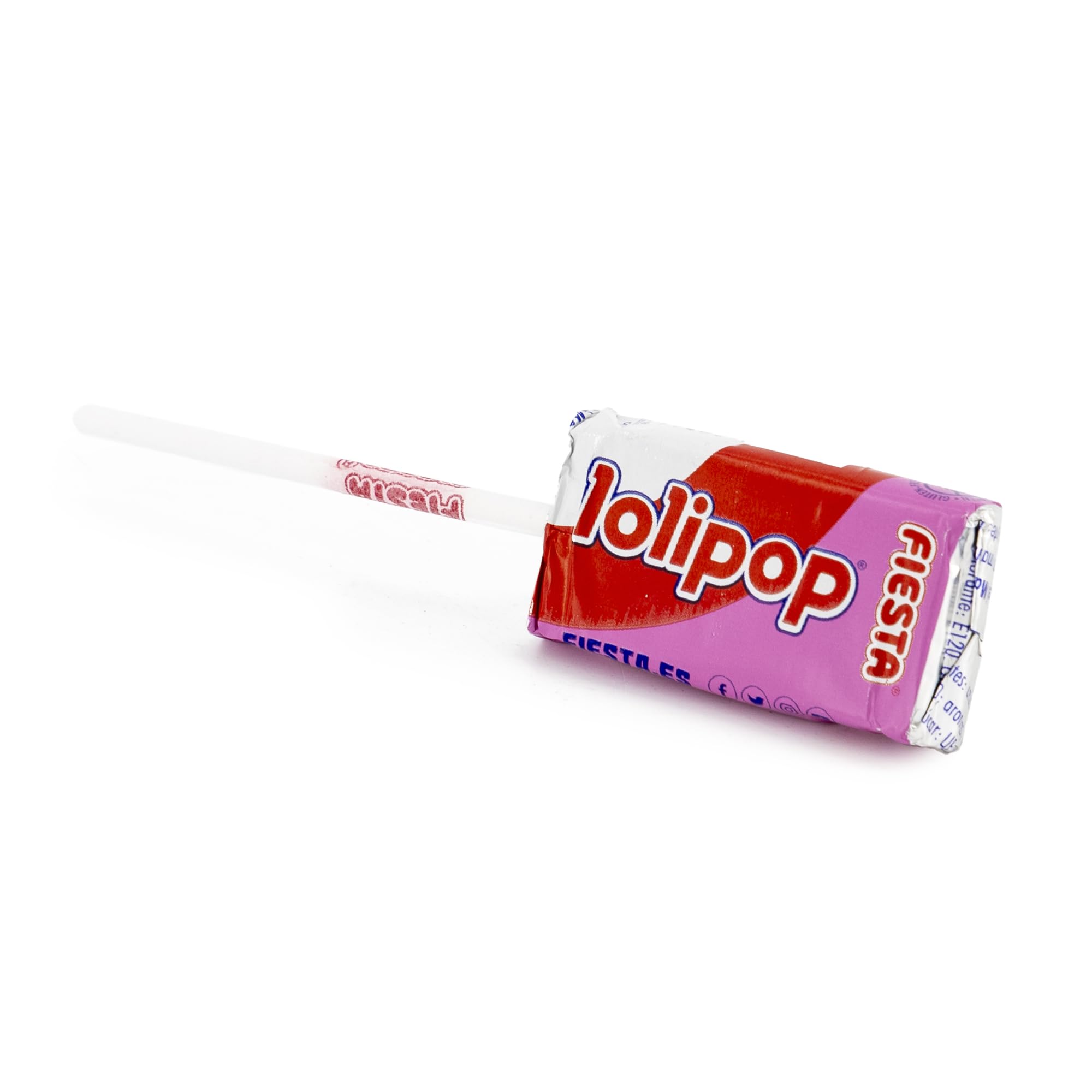 FIESTA Lolipop Caramelo Masticable con Palo Sabor Fresa - Caja de 100 unidades