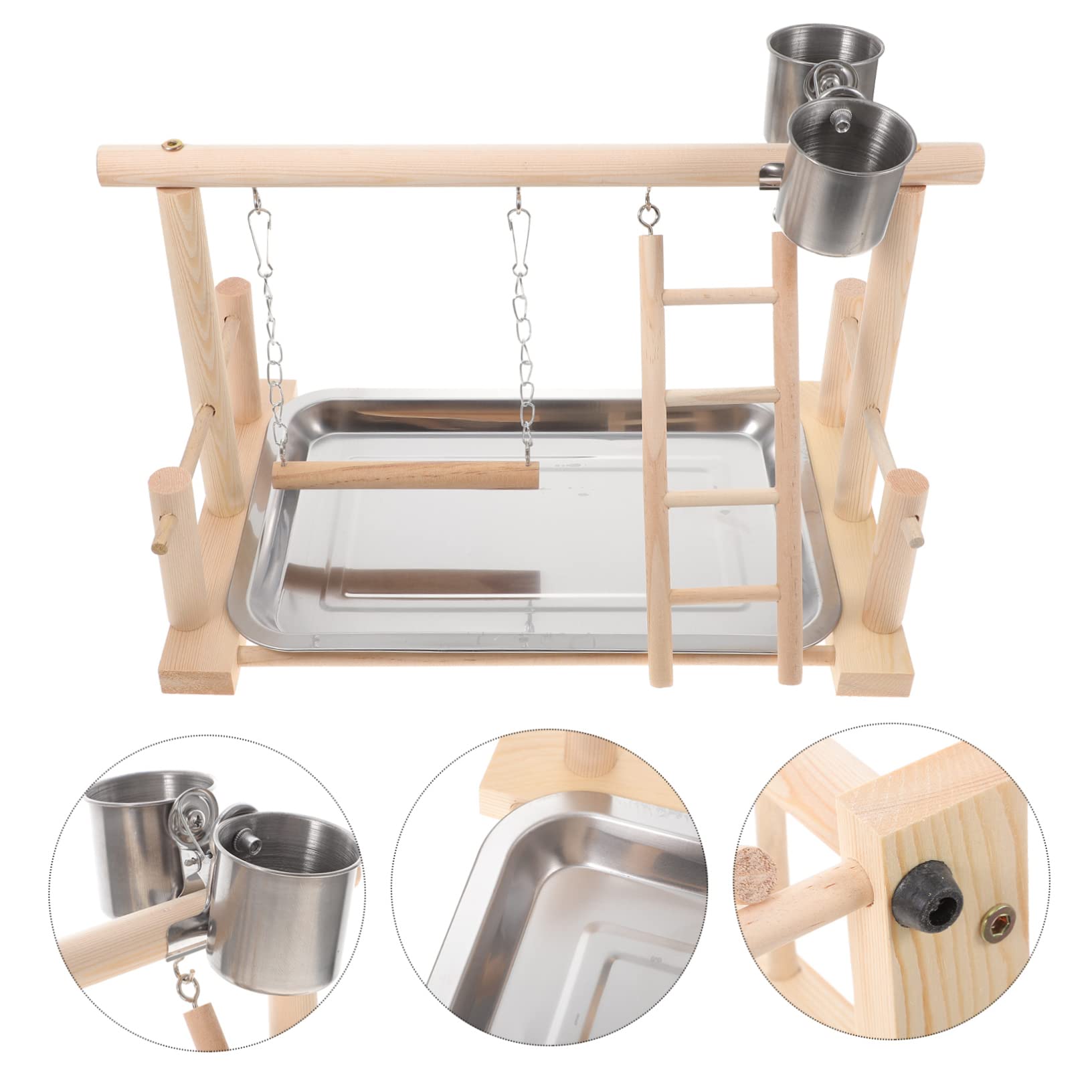 TOYANDONA Supporto Gioco per Pappagalli in Legno, Addestramento | Beige, per Uccelli Domestici, da Tavolo, Sicuro da Mordere, Struttura Singola
