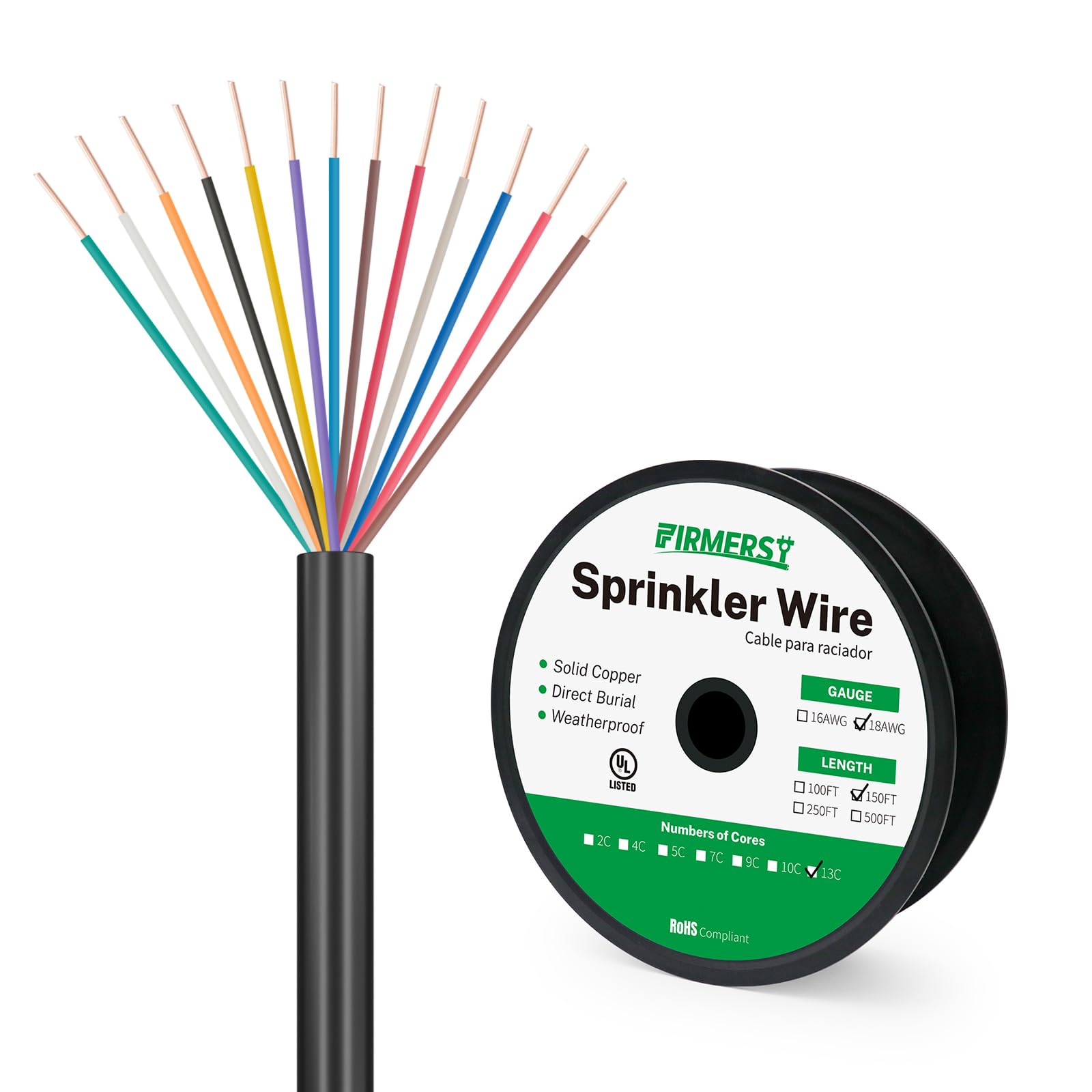 FIRMERST18/13 Solid Sprinkler Wire for up to 12 Valves System 150 Feet