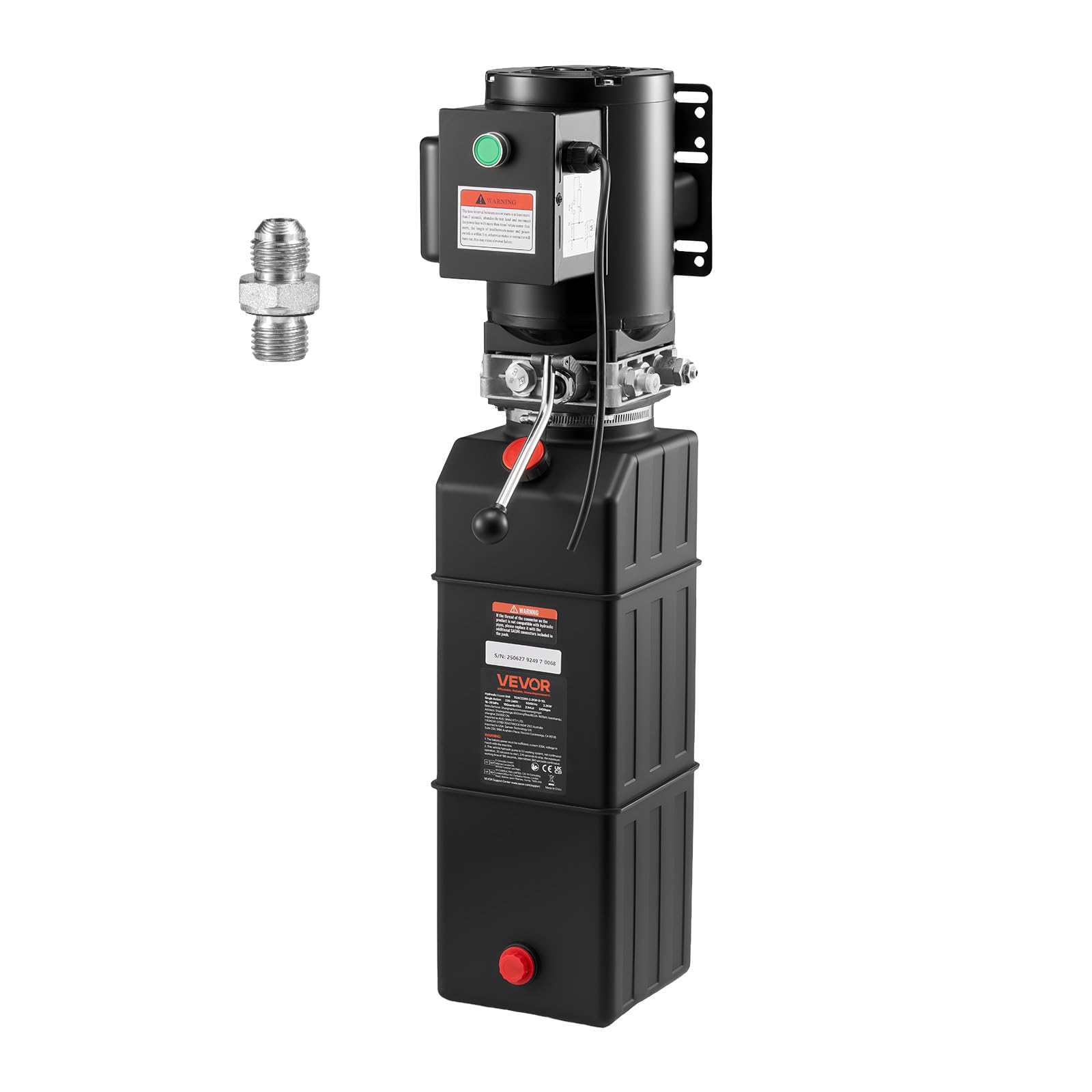 VEVOR Pompe Hydraulique 2 HP 15 L, Unité de Puissance Hydraulique Monophasé 3450 tr/min, Groupe Hydraulique Portable, pour Camion à Benne Basculante Nacelle Élévatrice Remorque