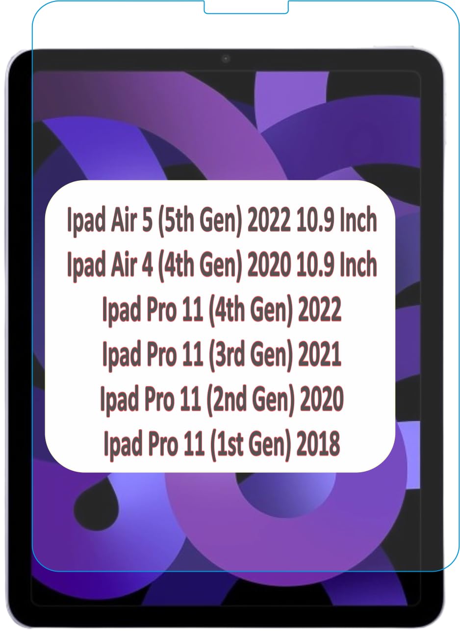 Matte Screen Protector Compatible With IPad Air 5 (5th Gen 2022) / iPad Air 4 (4th Gen 2020) 10.9″ Inch & iPad Pro 11 (2018/20/21/22) 11 Inch Flexible Screen Guard Not a Tempered Glass