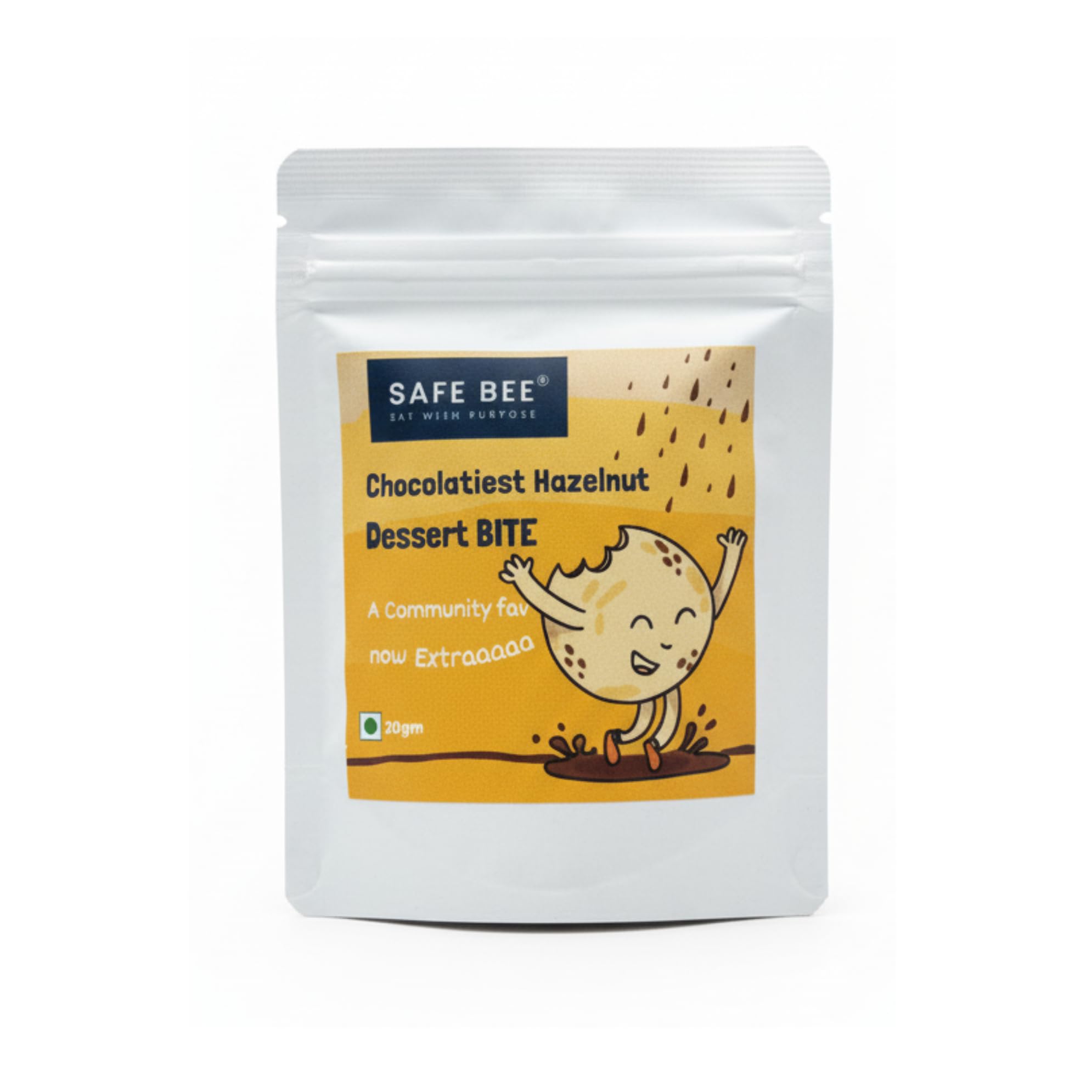 SAFE BEE - Clean Dessert Bite | Most Chocolatiest Hazelnut Dessert Bite | 4gm Protein | Date Sweetened & No Added Sugar | Kid-approved | 20g | Coated with clean date-sweetened chocolate | Vegan & Gluten-free-image-31
