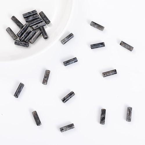 Miniatura 4 de Granos de tubo cilíndrico negro natural de espectrolita de 0.157x0.512 in 15.0 instr sueltas semi piedras preciosas para hacer pulseras, collares,
