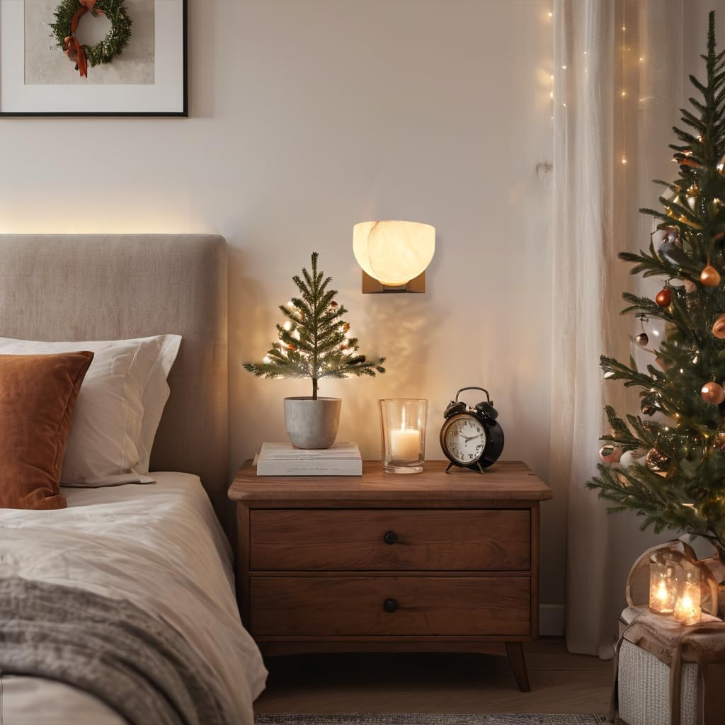 Engraved Elegance Alabaster Sconce,Globe-Like Contours Burnished Brass Ambient Light Wall sconcewall Lights for Living Room Kitchen Wall Sconce Bedroom Wall Light