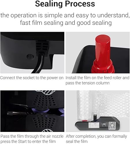 Miniatura 3 de Mukawa - Máquina de cojín de aire de 110 V con velocidad de sellado de 7.2-9.8 piesmin para envío de burbujas de aire + película de cojín de aire de