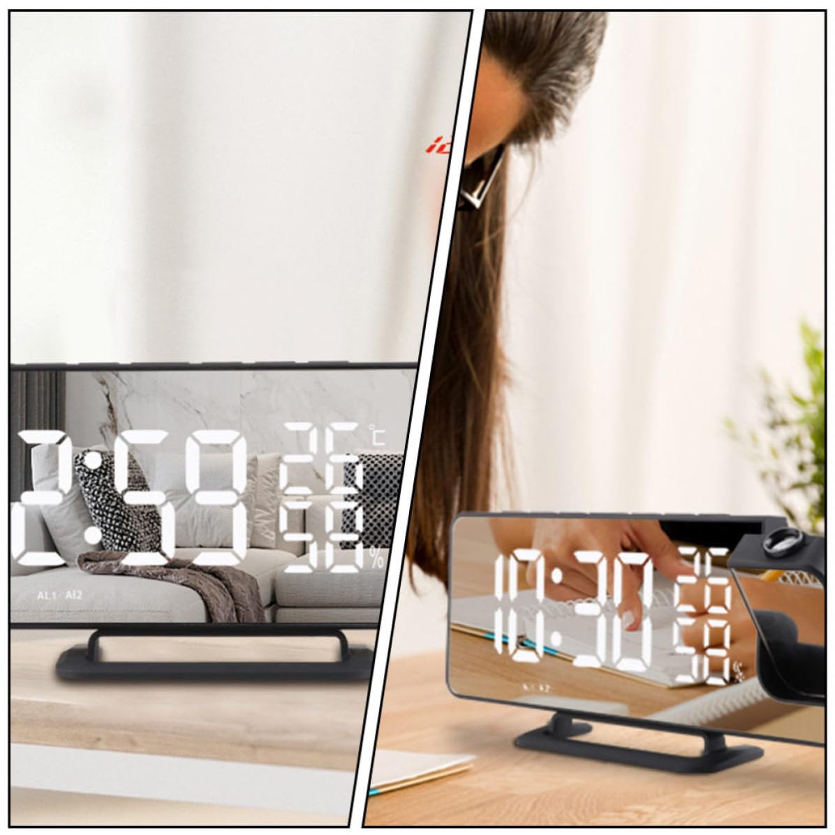 STOBAZA Reloj Despertador de Proyección LED de Escritorio Negro