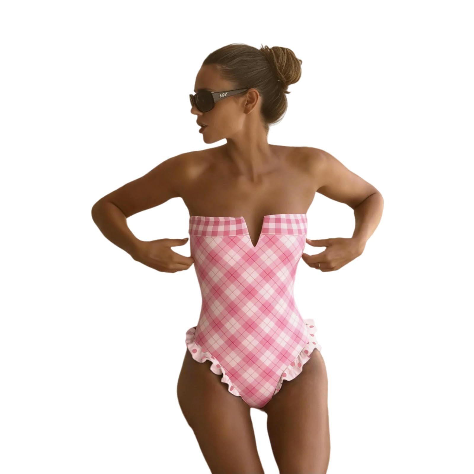 Monokini rétro pour les vacances en piscine plage design sophistiqué à pois gainant de luxe