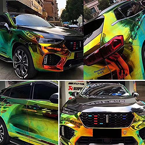 Asendiway Holographic Rainbow Chrome Car Adhesive Vinyl Wrap Roll Gloss Decal Sticker Film Sheet Air Bubble Free Diy Vinyl Decor 1Ft X 4.5Ft #TOP7