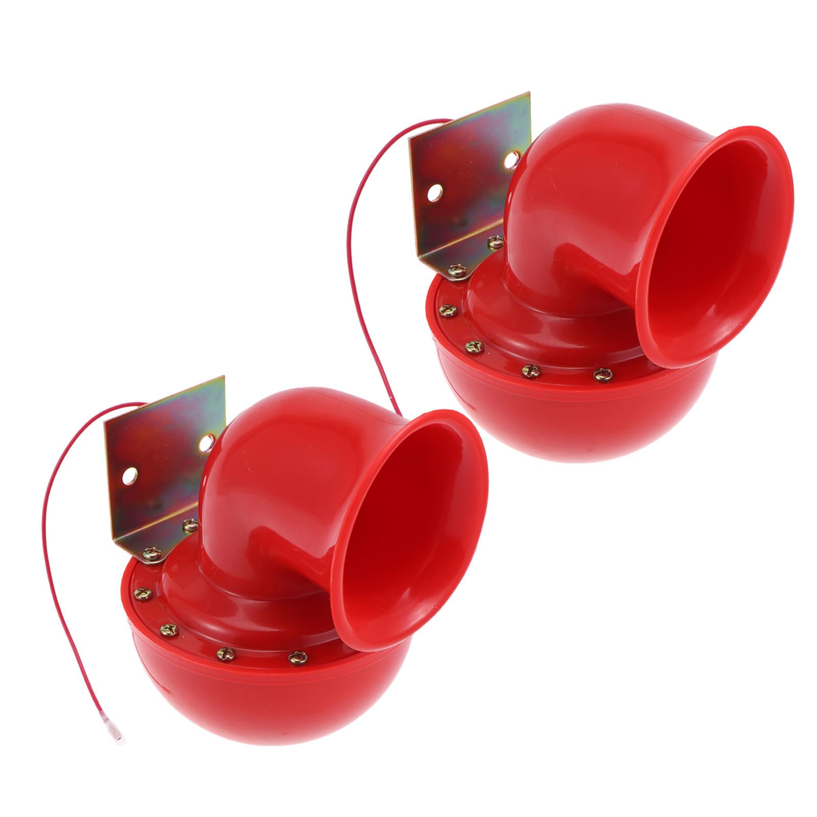 SHINEOFI 2 Pezzi Clacson Elettrico a Chiocciola, Tromba Elettrica per Auto, Rosso, ABS e Metallo, Resistente alle Intemperie, Compatibile Atv e Scooter