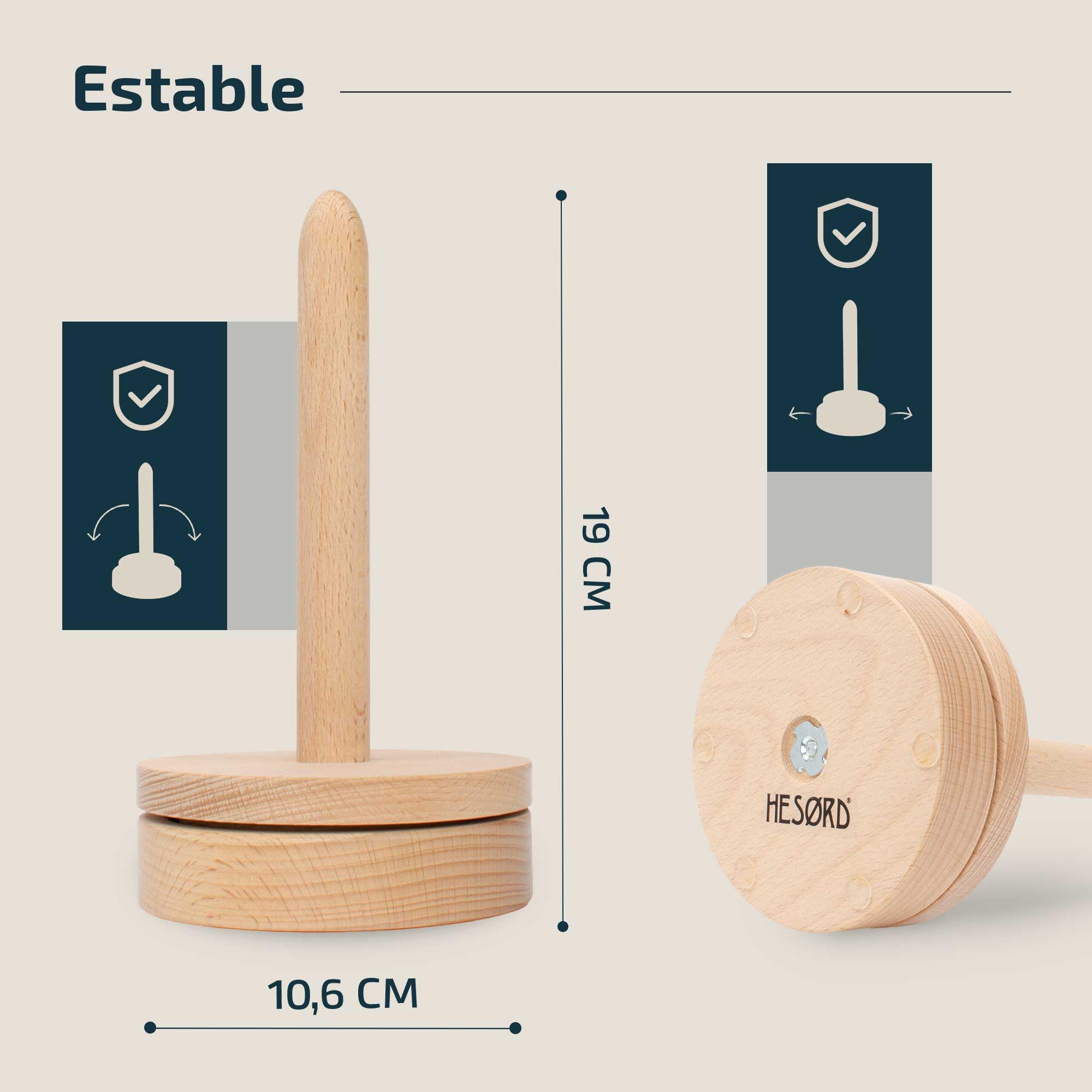 Bobinadora lana, dispensador de lana giratorio con rodamiento de bolas para tejer sin nudos - porta ovillos de madera 24 cm