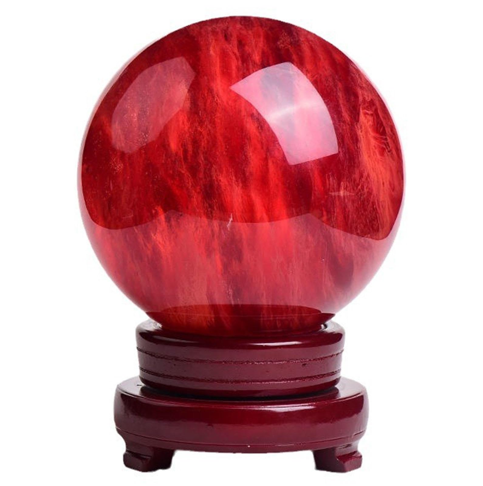 BJXKHFPIV Red Crystal Ball Gemston Sphere Balls Polished Crystal Ornaments Sphere Crystals Stone Stones Rock for Divination Photography Decoration,130mm