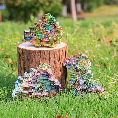 Image of Bismuth Ore Crystal - 150-200g (5.3-7 oz) Iridescent Rainbow Metal Art Specimen - Home Decoration, Education, Healing Stone, Collection