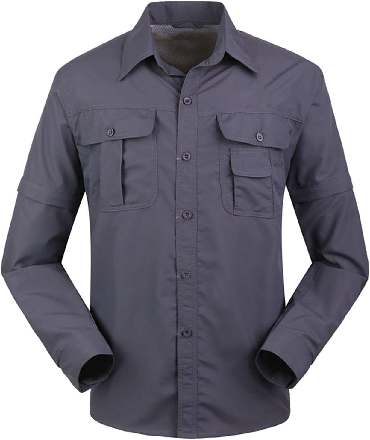 Mens Long Sleeve Cargo Shirts Casual Button Down Shirt with Pockets