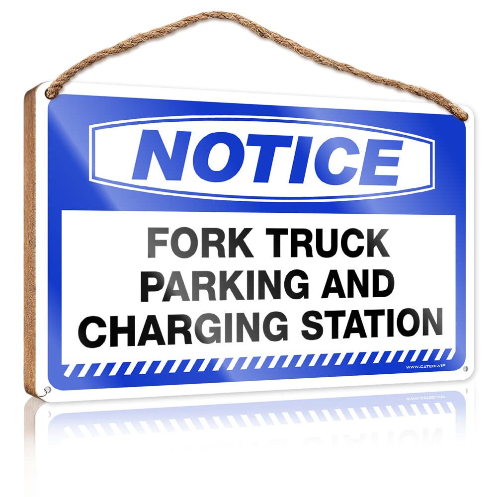 YYHLEH Fall Signs For Front Porch Door Decor Notice Fork Truck Parking And Charging Station Wooden Sign(15X28CM)