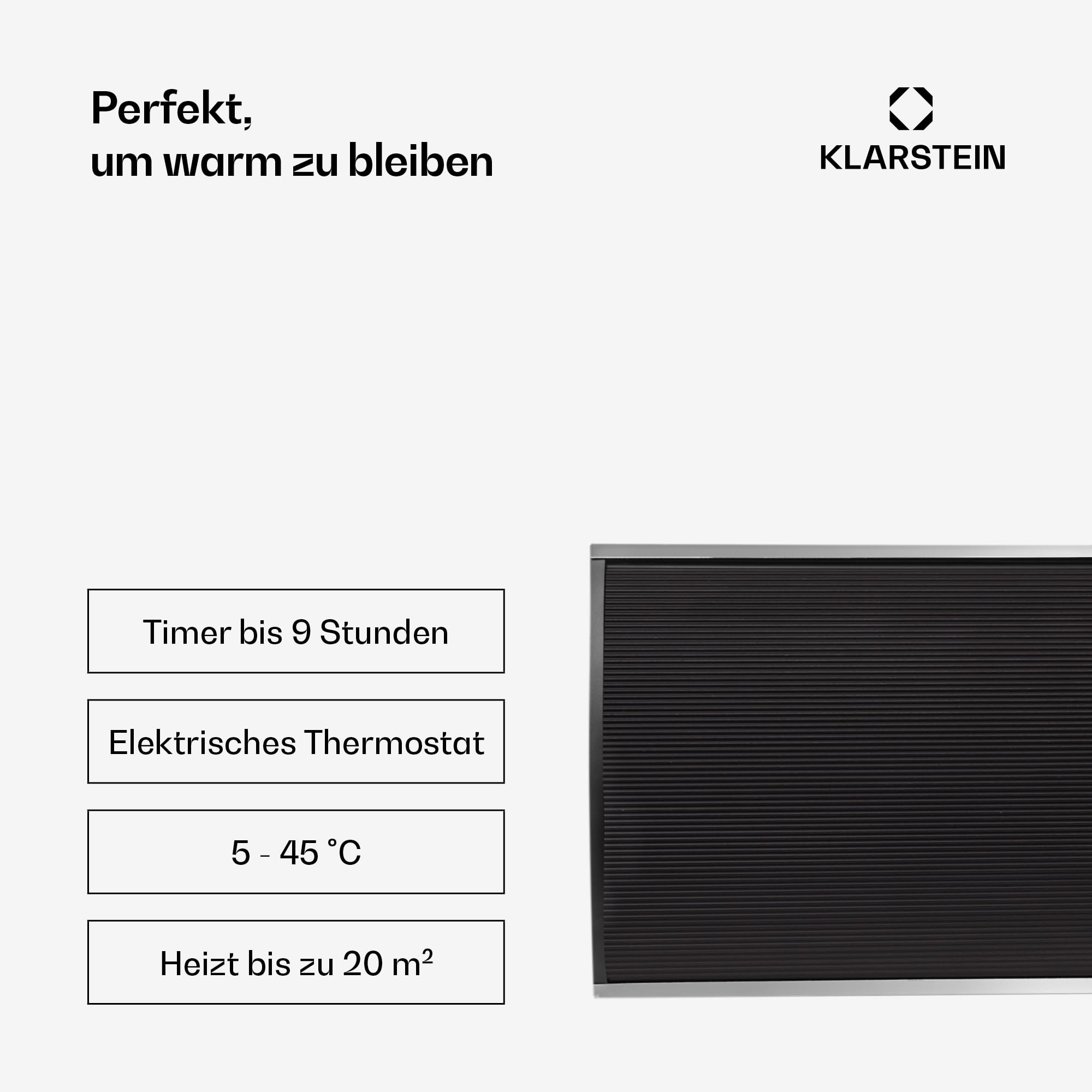 blumfeldt Cosmic Beam Ultra - Heizstrahler, Infrarotheizung, Terassenheizer, 2200 Watt Leistung, IPX4 Schutzart, Fernbedienung, inkl. Montagematerial, Fernbedienung, Eco-Modus, schwarz