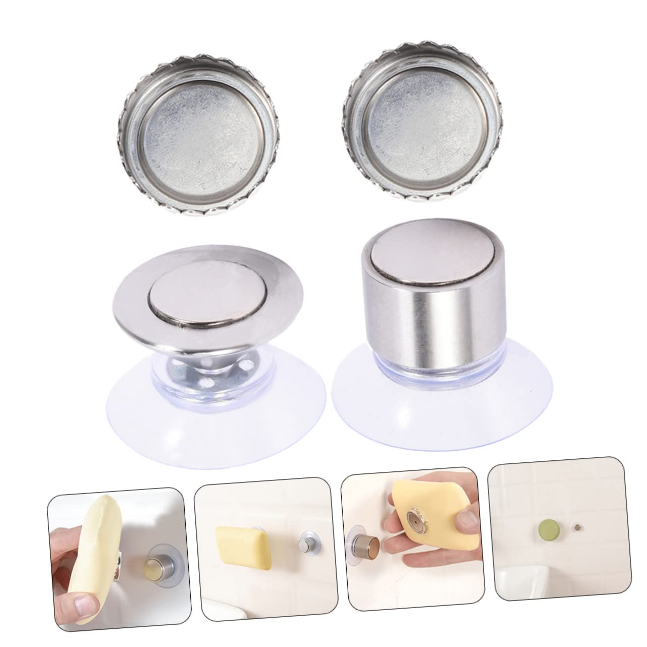 PRETYZOOM 6 Juegos Soporte De Jabón Magnético Soportes De Jabón De Baño Ducha Titular De Jabón Soporte De Ventosa Jabonera Magnética Soporte para Jabonera Accesorio De Baño Acero Inoxidable
