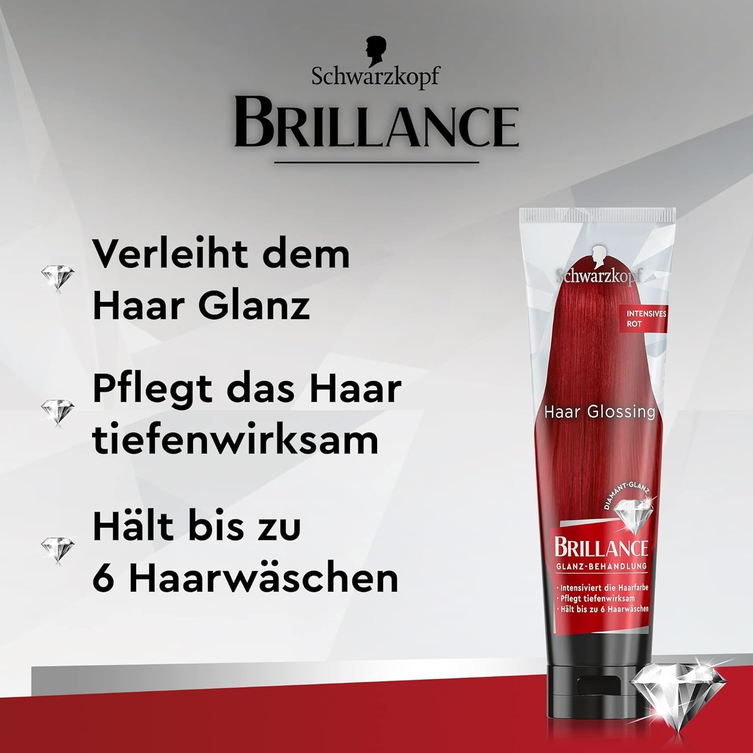 Brillance Glanz-Behandlung, Haar Glossing intesives Rot (6 x 150 ml), temporäre Haarfarbe, die wie eine Haarmaske angewendet werden kann, hält bis zu 6 Haarwäschen