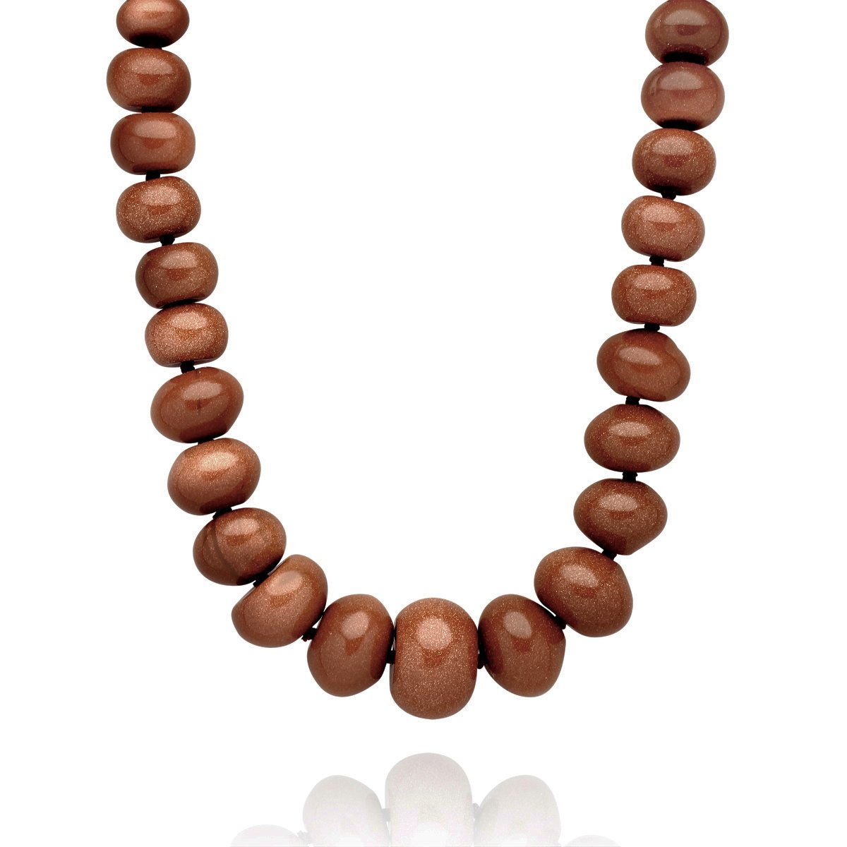 Aviano Lucie Jade &Golden Brown Goldstone Gemstone Necklace of 52 CM