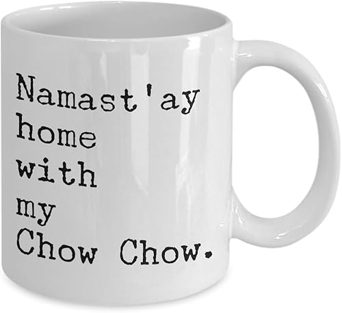 Miniatura 2 de Perro Chow Chow Regalos – NAMAST 'ay casa con mi Chow Chow taza de café, 11onza, Blanco