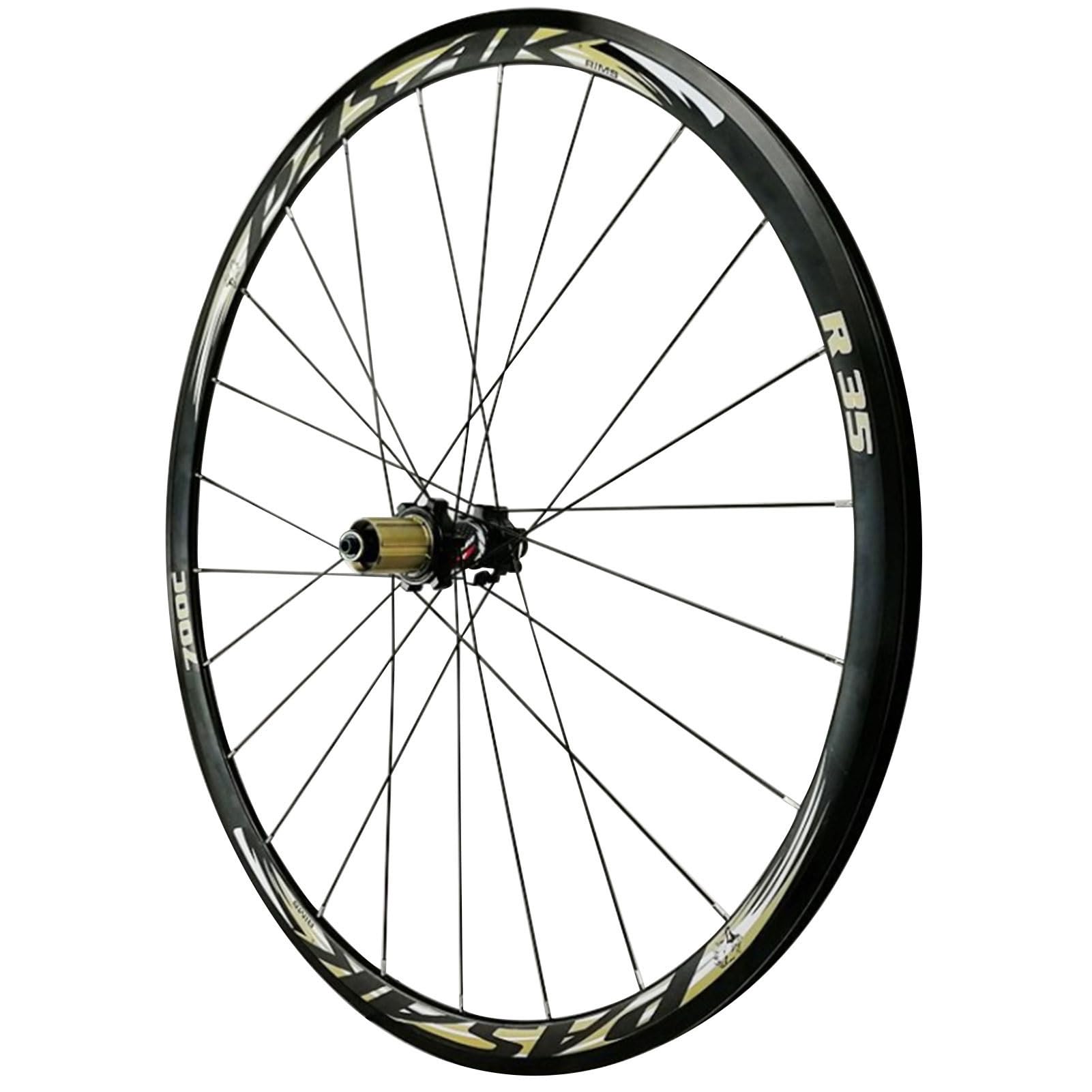 GEIRONV 700C Off Road Bicycle Wheelset, 24 Holes Quick Release 9 * 100MM /10 * 135MM Front 2 Rear 4 Bearings Disc Brake/C/V Brake Alloy Double Wall Rims(Rear wheel,Gold-700c)