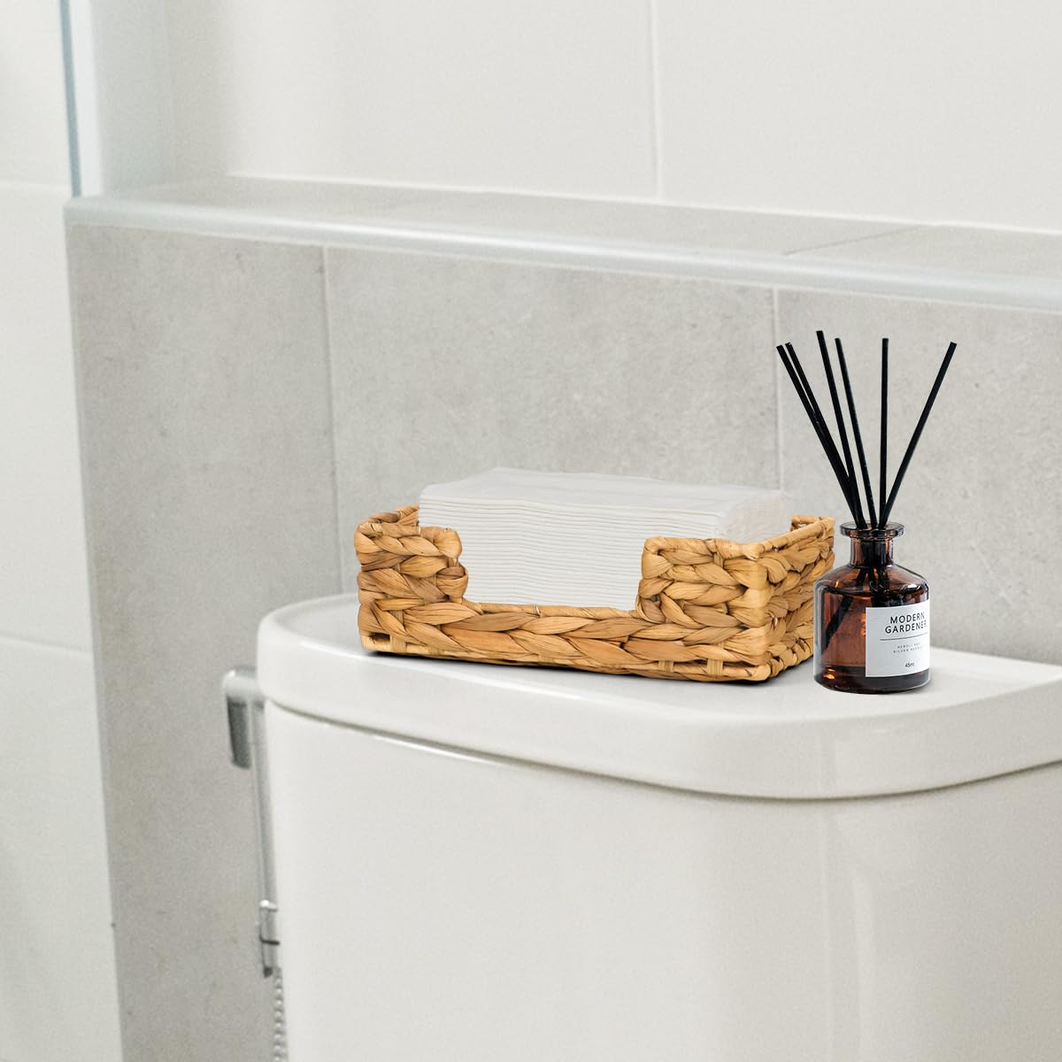 Moosky Water Hyacinth Napkin Holder - Handwoven Rattan Napkin Basket For Table, Square Or Rectangle