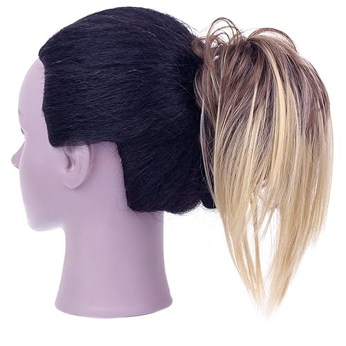 Miniatura 4 de Extensiones de cabello con clip de garra, extensiones de cabello corto y lacio, moño despeinado, recogido y desordenado para mujeres y niñas (#12H24)