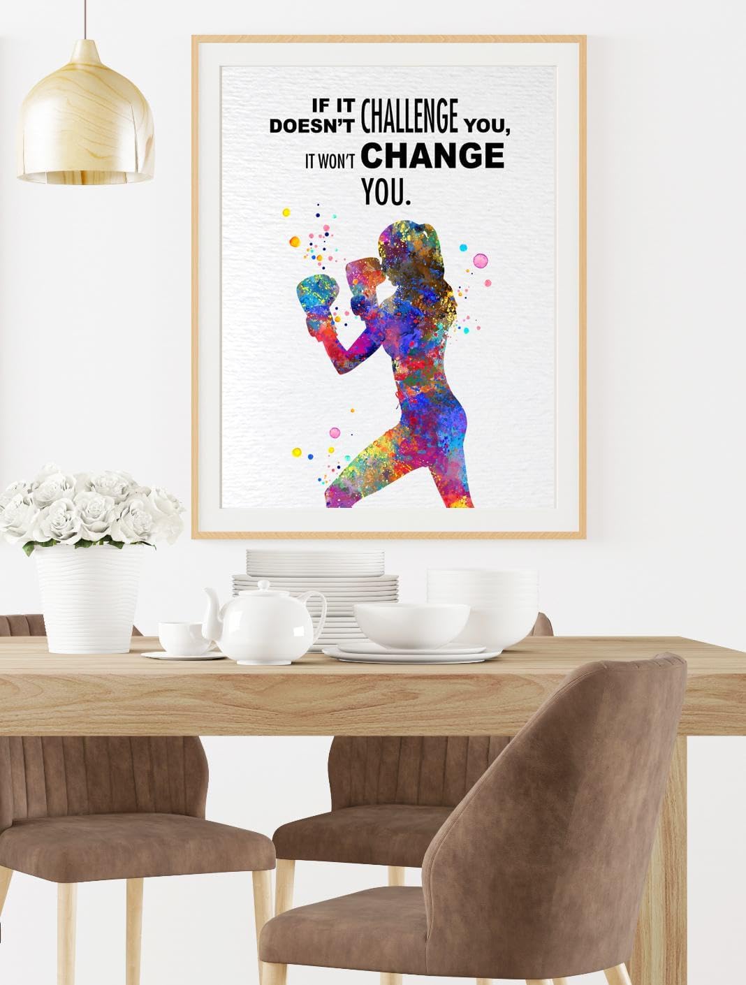 Dignovel Studios 11X14 Unframed Boxing Training Workout Exercise Woman Girl Challenge Change You Inspirational Quotes Words Saying Wisdom Watercolor Art Print Poster Home Decor DN558