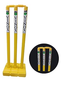 VINOX Cricket PVC Plastic Spring Back Stump Set PVC Wicket Set for Youth and Seniour (Yellow)