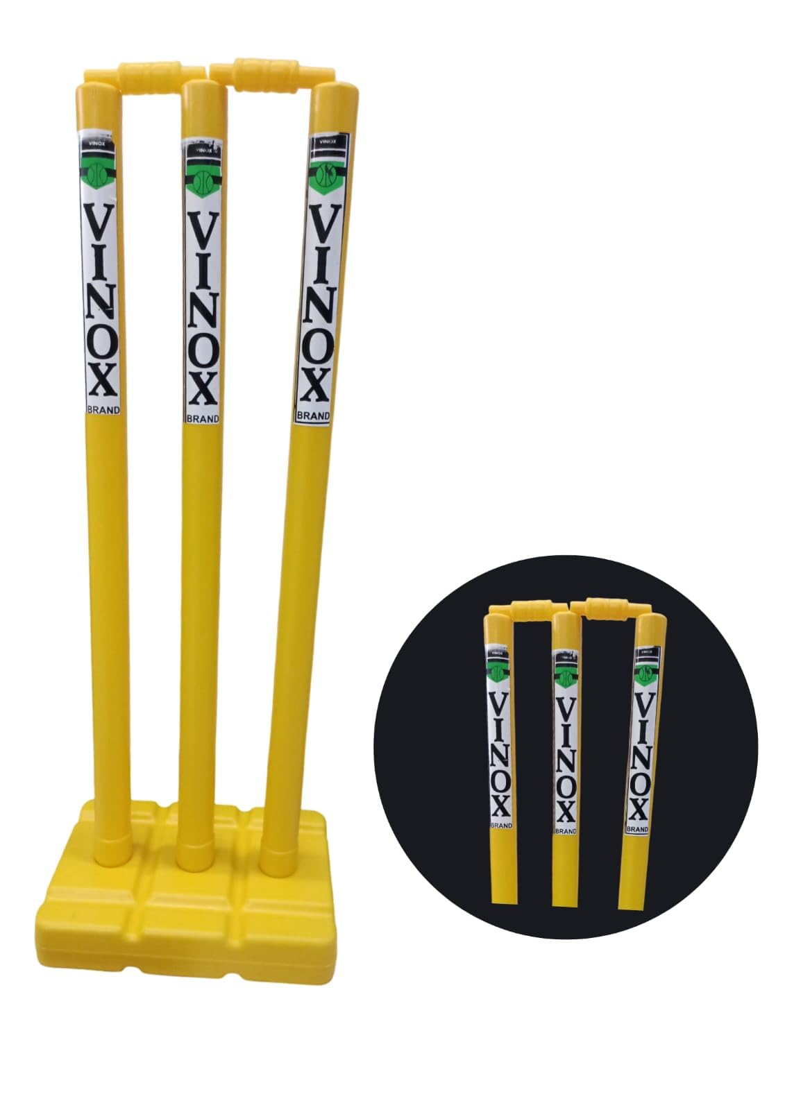 VINOX Cricket PVC Plastic Spring Back Stump Set PVC Wicket Set for Youth and Seniour (Yellow)-image-21