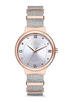 Ferro Aversa Analog Round Dial Women’s Watch with Dual Tone mesh Strap