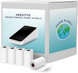 Thermal Paper for Square POS (Square Terminal Thermal Printer) by Paper Planet | Credit Card Machine Receipt Paper for Square Terminal | 30 Rolls