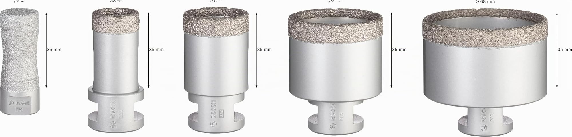 Bosch Professional - Juego de 5 brocas de diamante en seco para cerámica (para cerámica, accesorios para amoladoras angulares)