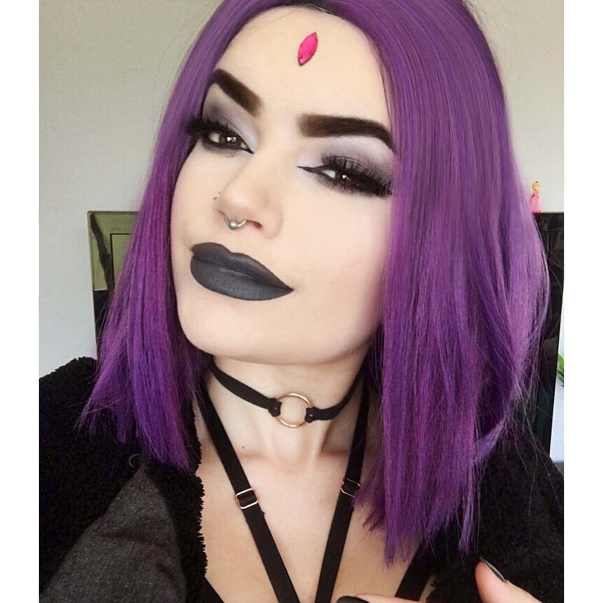 Quick Wig Short Bob Wig Purple Wig Side Part Cosplay Party