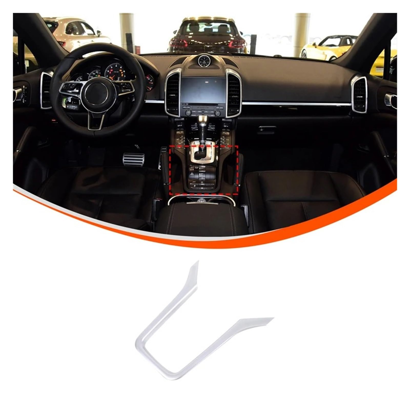 Voiture Intérieur Pour Cayenne 2011 2012 2013 2014 2015 2016 2017 ABS Argent Console Centrale Panneau De Changement De Vitesse Garniture Intérieur De Voiture Intérieur Accessoires