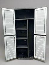 Garden Store Direct Plastic Utility Cabinets With 2 or 4 Shelves, 01-811 Black and Silver, Heavy Duty, Weatherproof, Lockable, No tools needed! (6ft Cabinet with Side Partition & 4 Shelves)