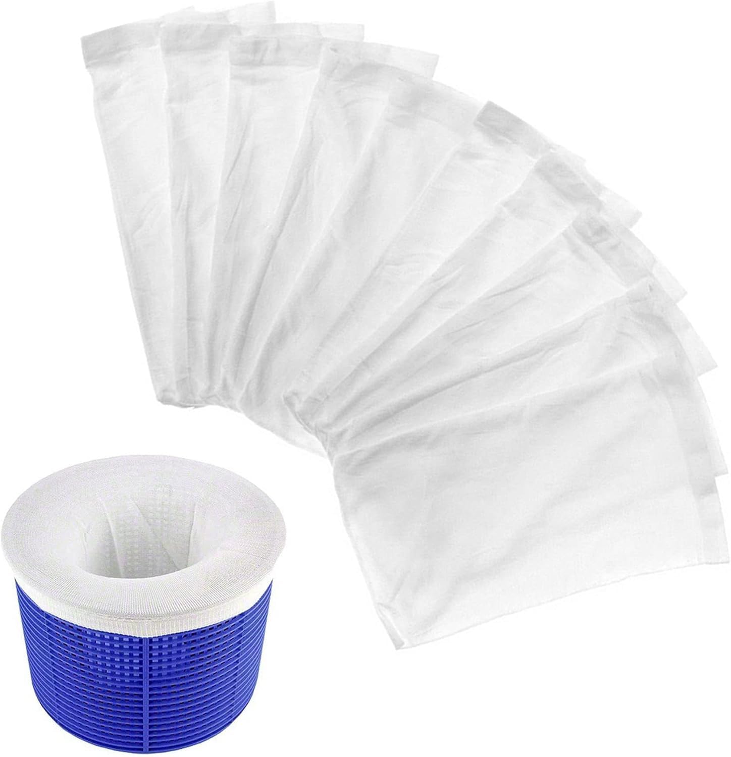 10 Stück Pool Skimmer Socken – Filtersocken Zur Feinfilterung, Wiederverwendbar, Weiß