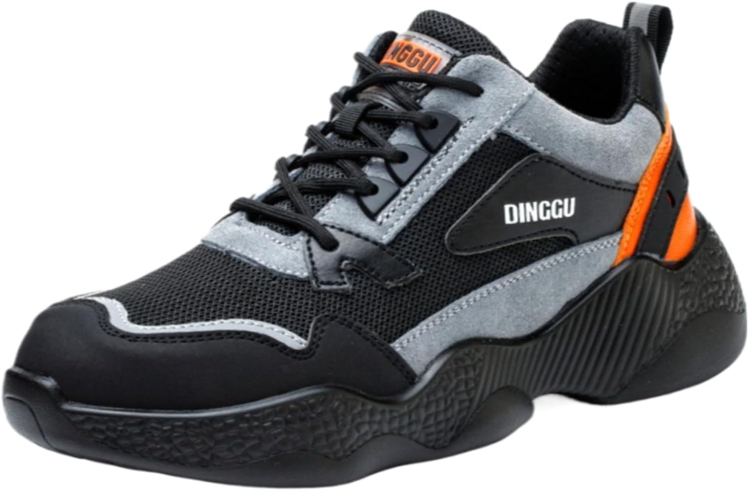 Steel Toe Safety Shoes for Men Lightweight Anti-Smashing Anti-Puncture Soft Rubber Sole Non-Slip Breathable Wear-Resistant Four Seasons for Electric Work Shoes
