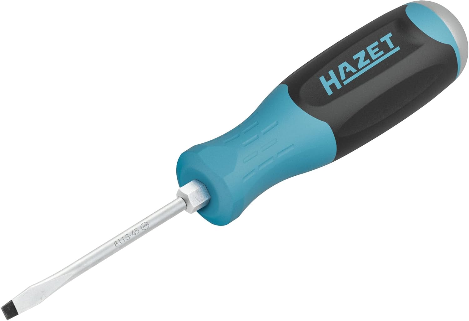HAZET Screwdriver with impact cap, 811S-70, SW 1.2 x 7 mm, slotted profile, 225 mm length, steel impact cap for loosening fixed screws