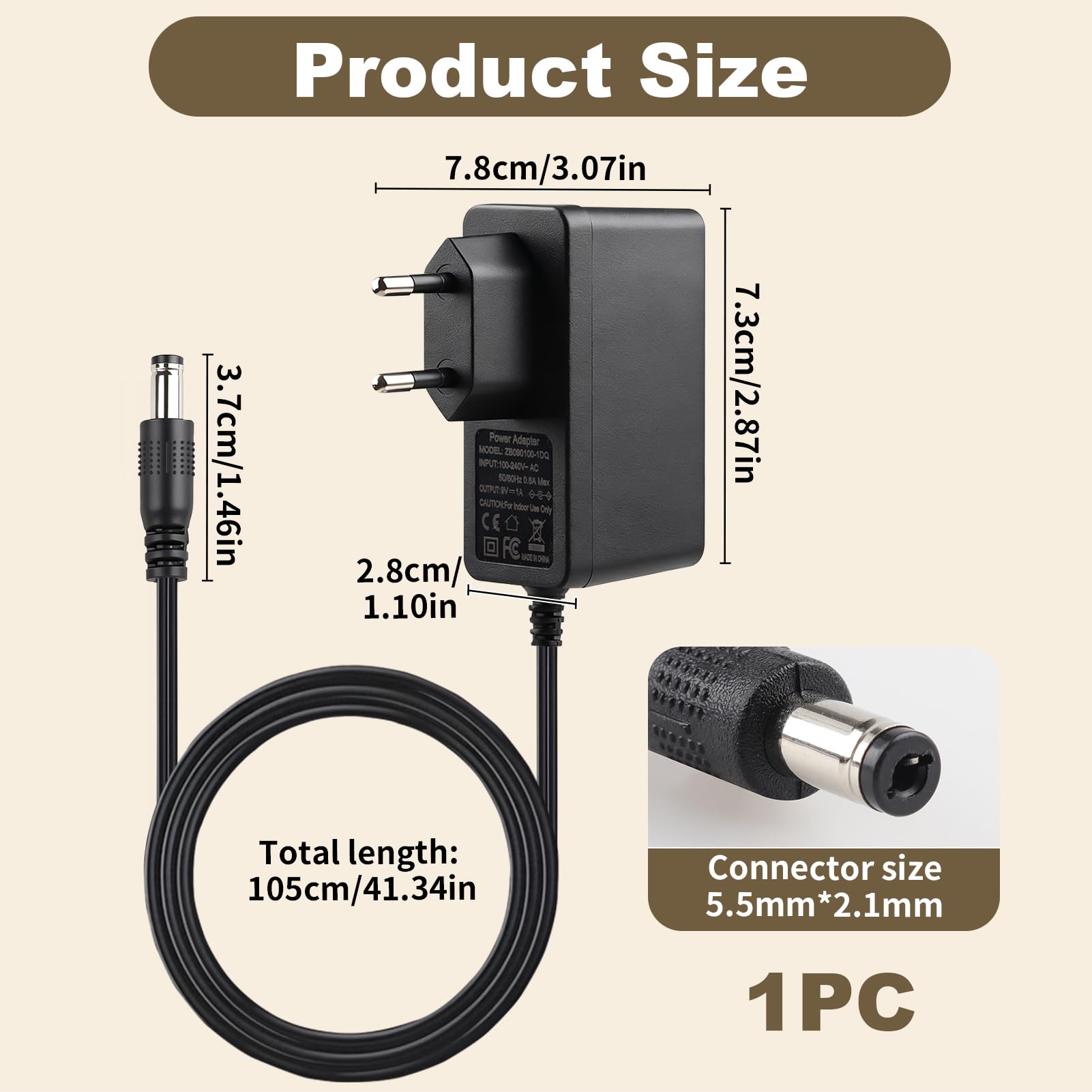 9 V 1 A Caricatore per fotocamera Cavo per C200, C210, C100, C210, C310, C320WS, TC60, TC70, Alimentatore per Fotocamere