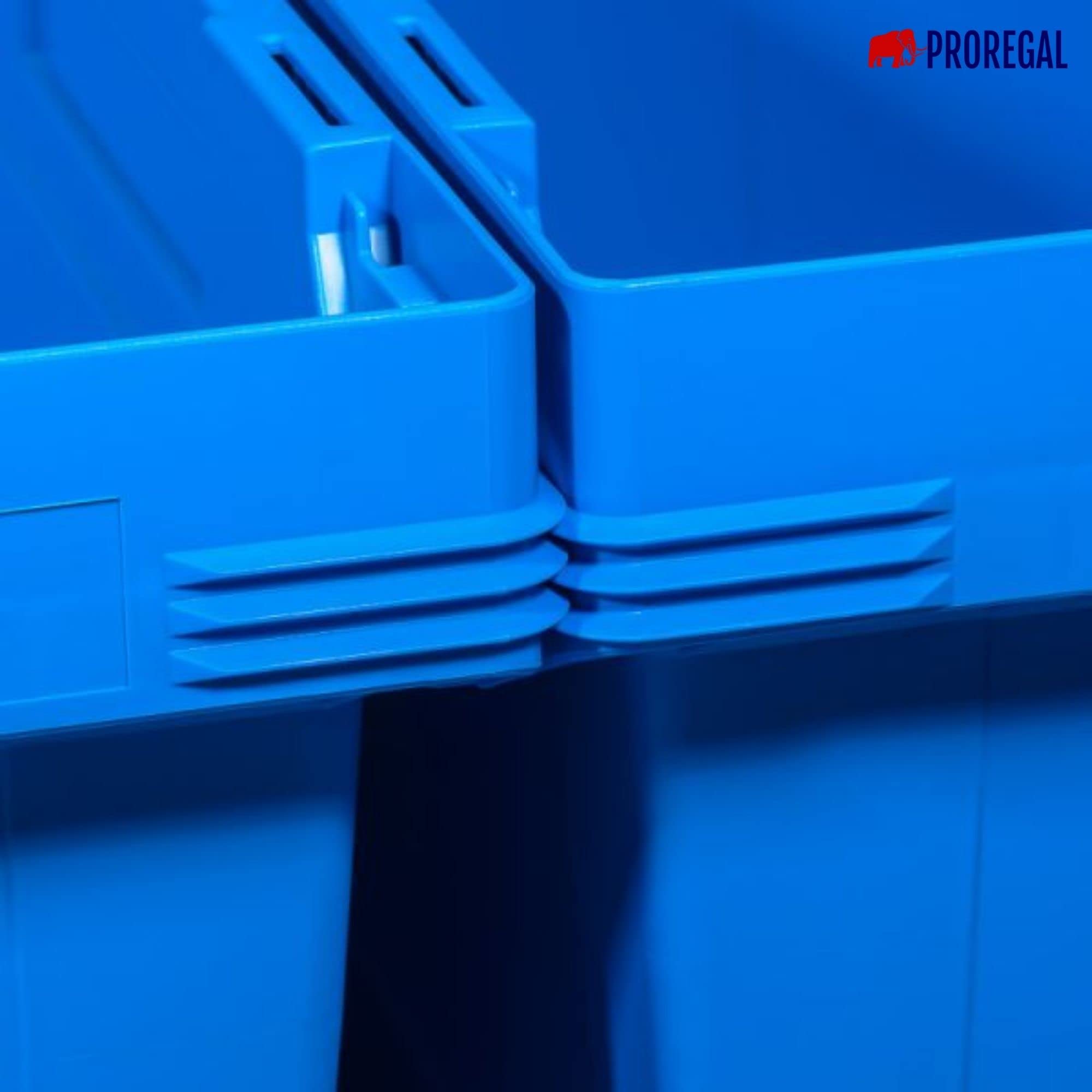 PROREGAL Conical Mehrweg-Stapelbehälter mit Krokodildeckel Blau | HxBxT 34,9x41x61cm | 58 Liter | Lagerbox Eurobox Transportbox Transportbehälter Stapelbehälter