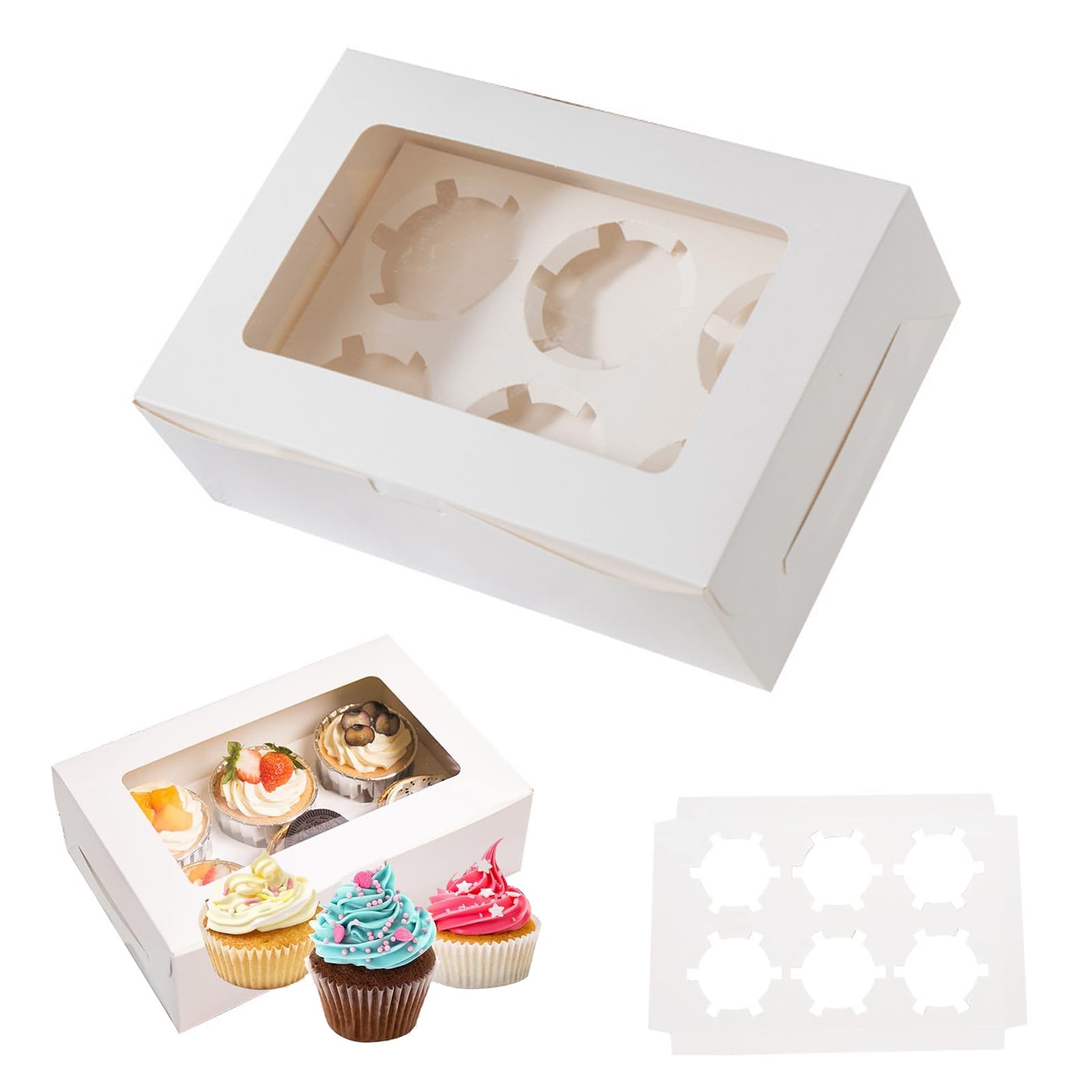 Scatola per cupcake, 15 pezzi, in cartone con finestra, per cupcake