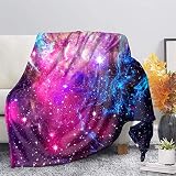 CLOHOMIN 3D Pink Galaxy Print Fluffy Cozy Throw Blanket Ultra Soft Comfy Blanket, Living Room Bedroo