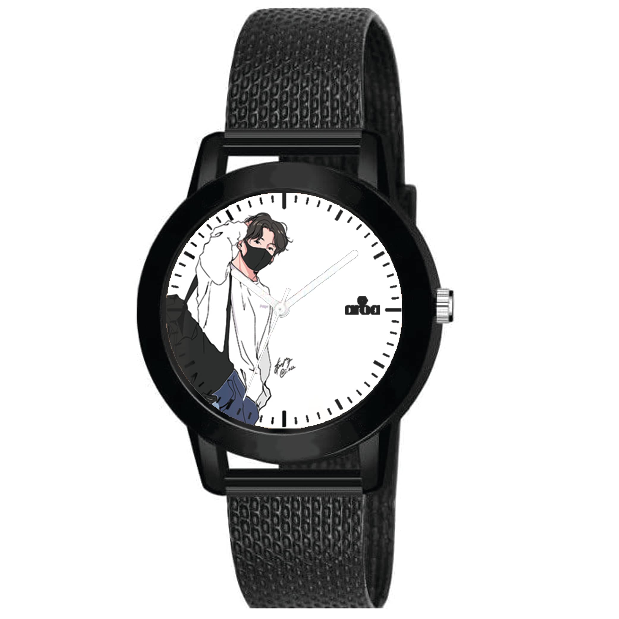 AROA Watch for Womens with BTS Jeon Jungkook Clipart Model :343 in Black Metal Type Rubber Analog Watch White Dial for Women Stylish Watch for Girls (B0C2VYLL9P) Amazon Price History, Amazon Price Tracker