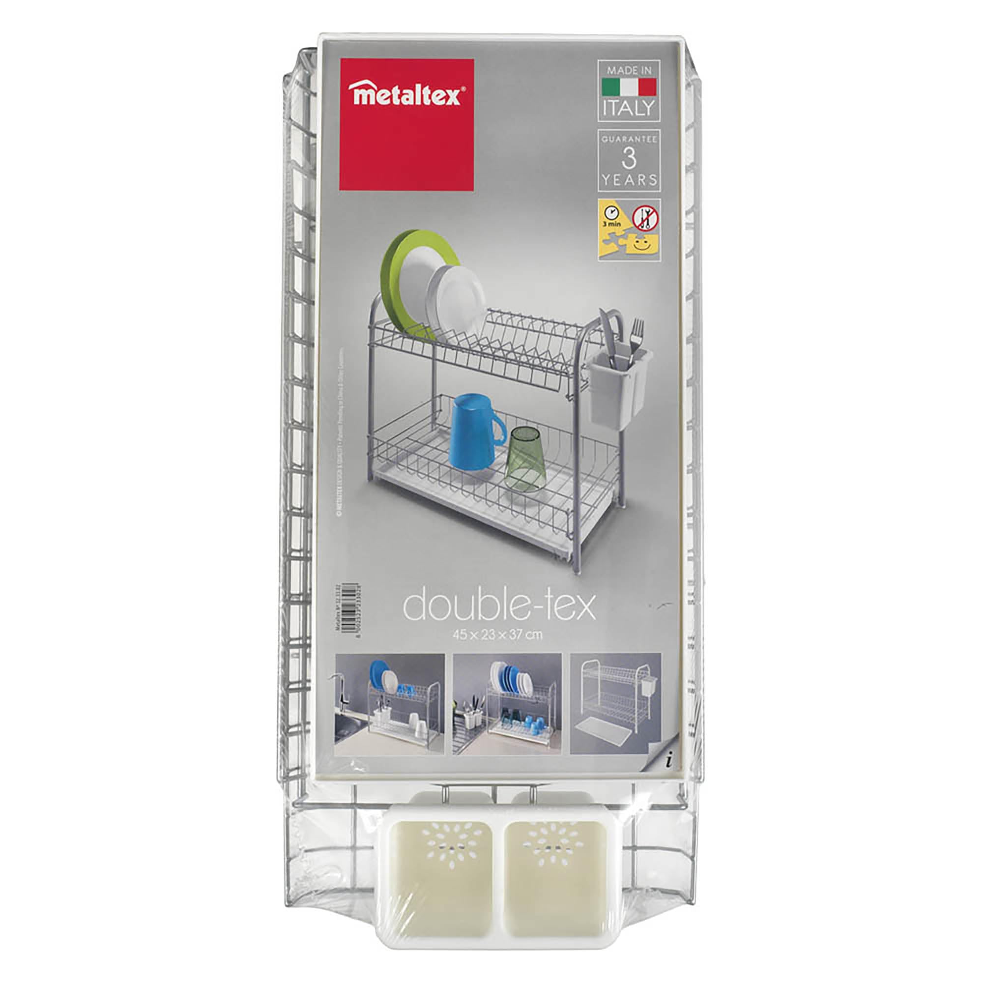 METALTEX Double Tex Drainer with Tray and Cutlery Metal White 45 x 23 x 37