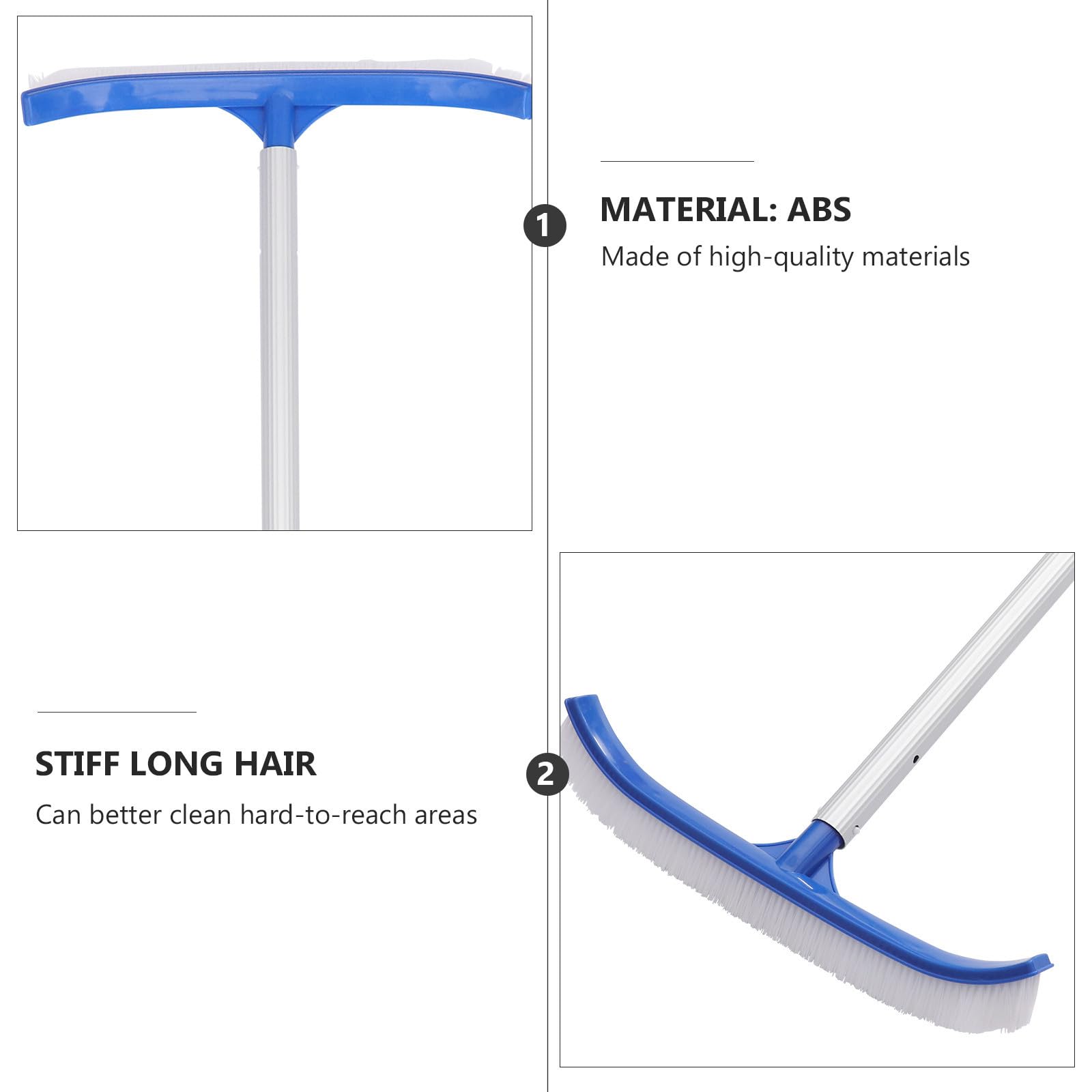 Cepillo de Limpieza para Piscina Azul Abs para Suelos y Paredes | Mango Firme, Mano Portátil, Barrido de Suciedad Delicada, Uso Exterior