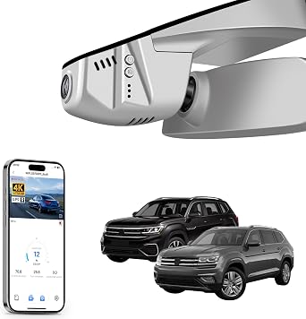 mangoal 4K Dash Cam for Volkswagen Atlas 2018-2026 & Cross Sport 2020-2026 | Model B Gray, OEM Look, UHD 2160P Video, App & WiFi, Loop Recording, Easy to Install, GPS, 64GB Card